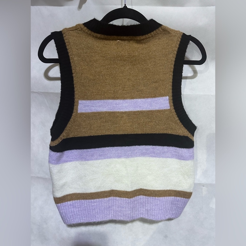 Anthropologie Maeve Striped Button Up Knit Sweater Vest Size M Preppy 90’s Y2K - Picture 2 of 4